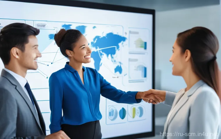 SCM 실무에서의 협업 기술 - **Prompt 1: Building Trust in SCM**
    "A diverse team of male and female professionals, dressed in...