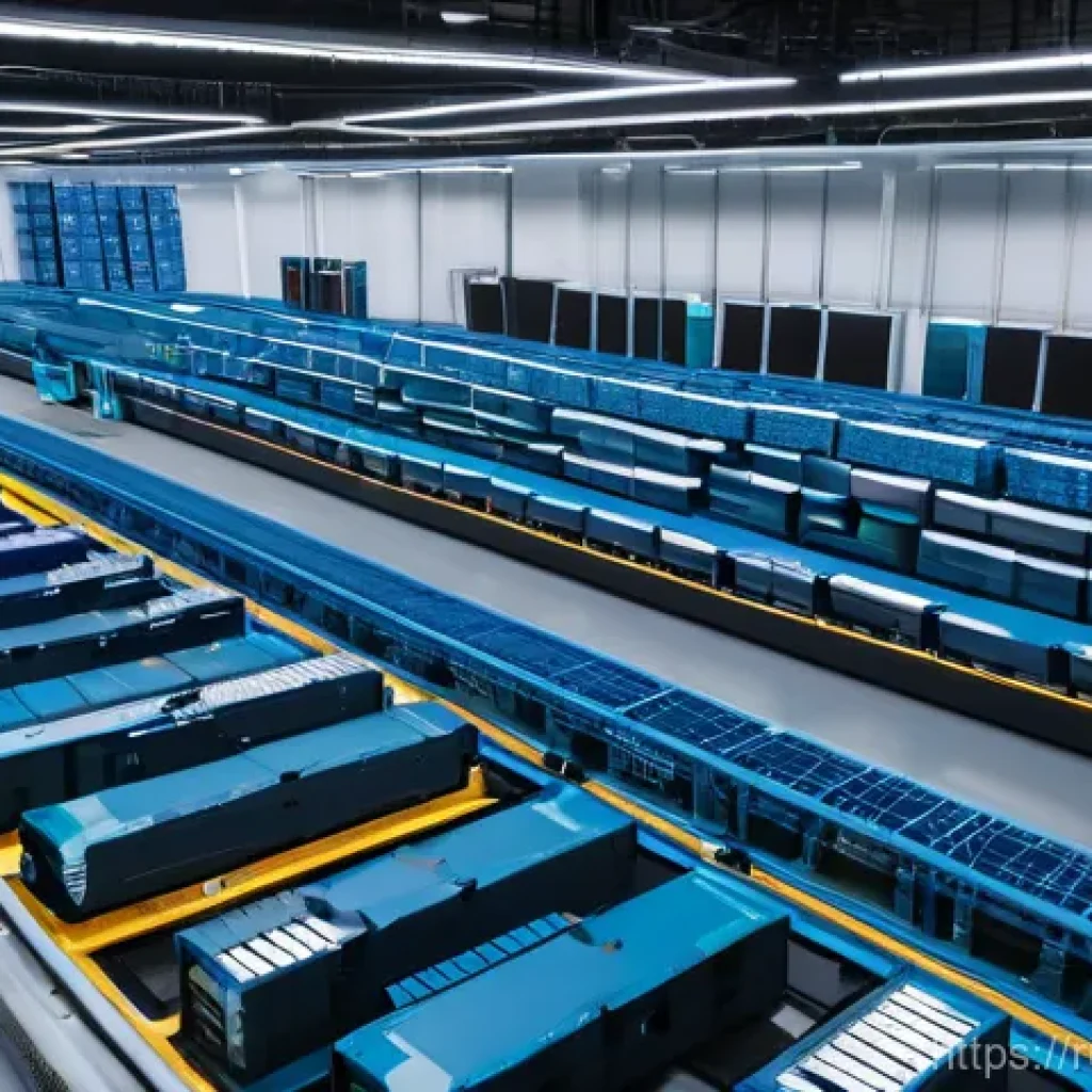 SCM에서의 효율성 개선 방안 - **Prompt:** A state-of-the-art, brightly lit automated warehouse interior. Robotic arms are precisel...