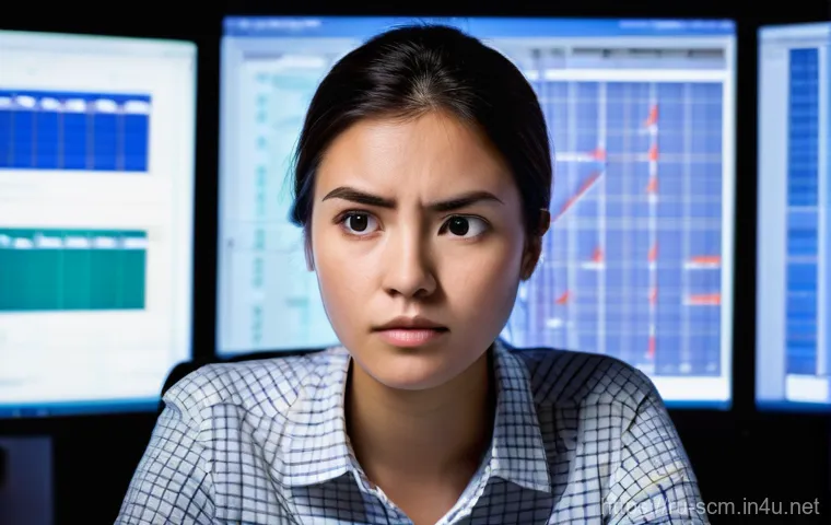 공급망관리 실무에서의 스트레스 관리 - **Overwhelmed Logistician:** A close-up portrait of a young adult female logistician, in her late 20...