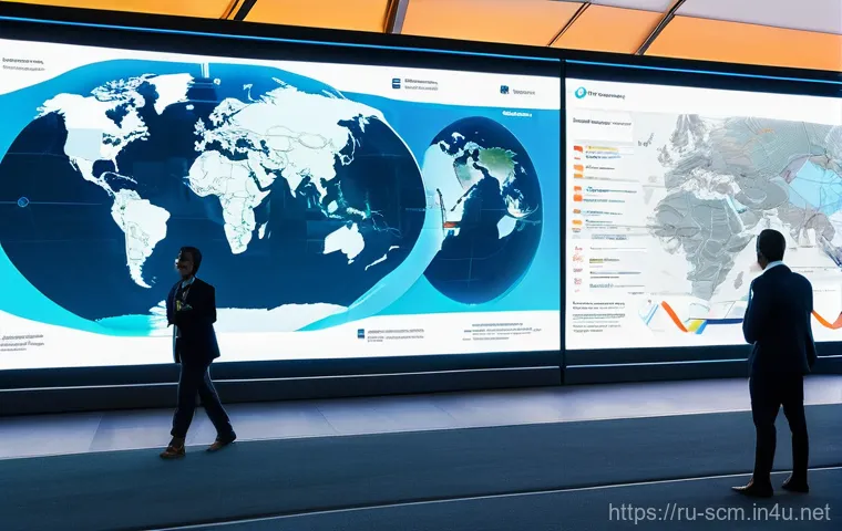 공급망관리 채용 과정과 팁 - A hyper-modern, bustling international logistics hub at dawn. The scene features sleek cargo ships f...