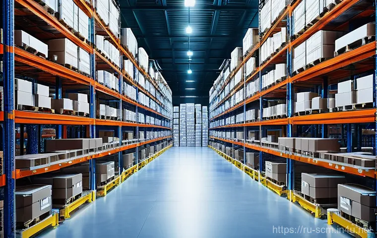 공급망관리와 비용 최적화 전략 - **Prompt:** A vibrant, futuristic warehouse scene during the day, showcasing the seamless integratio...