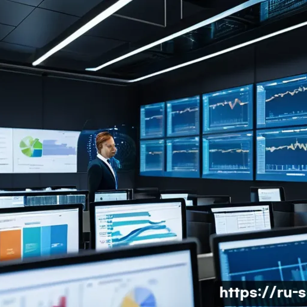 공급망관리 실무에서의 고객 중심 전략 - A modern supply chain control room featuring diverse professionals monitoring multiple large screens...