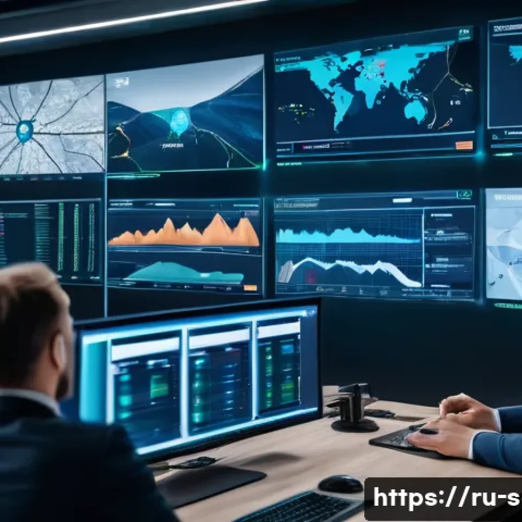 공급망관리에서의 규정 준수와 관리 - A modern logistics control room in Russia with a diverse team of professionals monitoring multiple l...