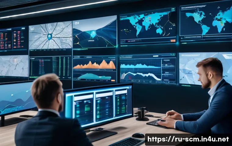 공급망관리에서의 규정 준수와 관리 - A modern logistics control room in Russia with a diverse team of professionals monitoring multiple l...