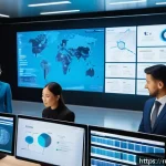 Home 20 SCM 실무에서의 문제 해결 기법 - A modern logistics control room featuring a diverse team of professionals of various ethnic backgrou...